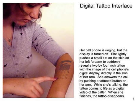 The Digital Tattoo Interface works via a Bluetooth device implanted 
